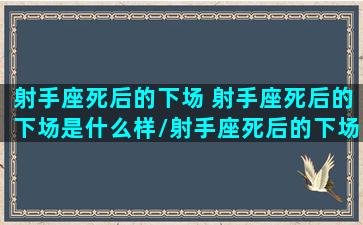 射手座死后的下场 射手座死后的下场是什么样/射手座死后的下场 射手座死后的下场是什么样-我的网站